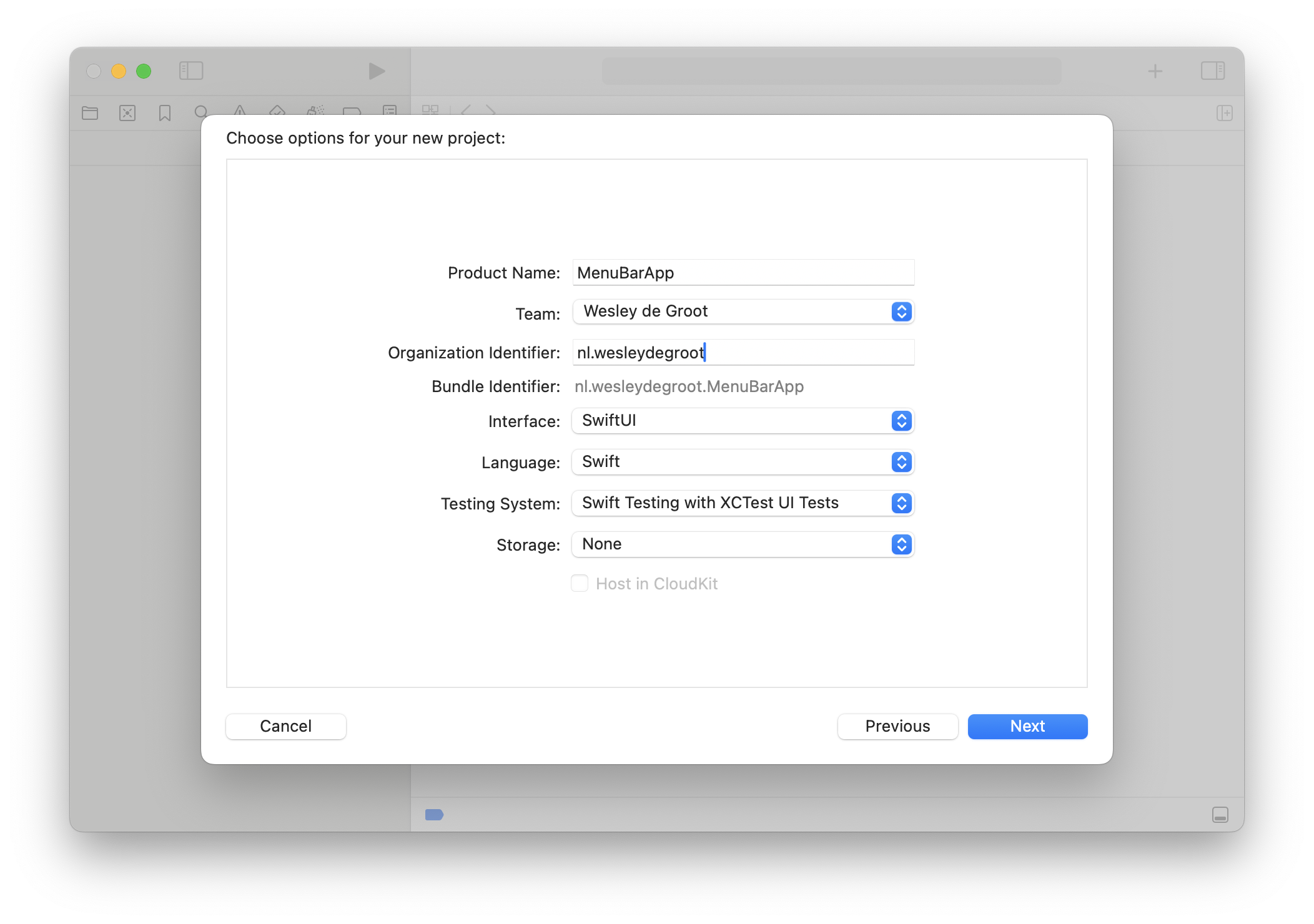 Create a new macOS project in Xcode